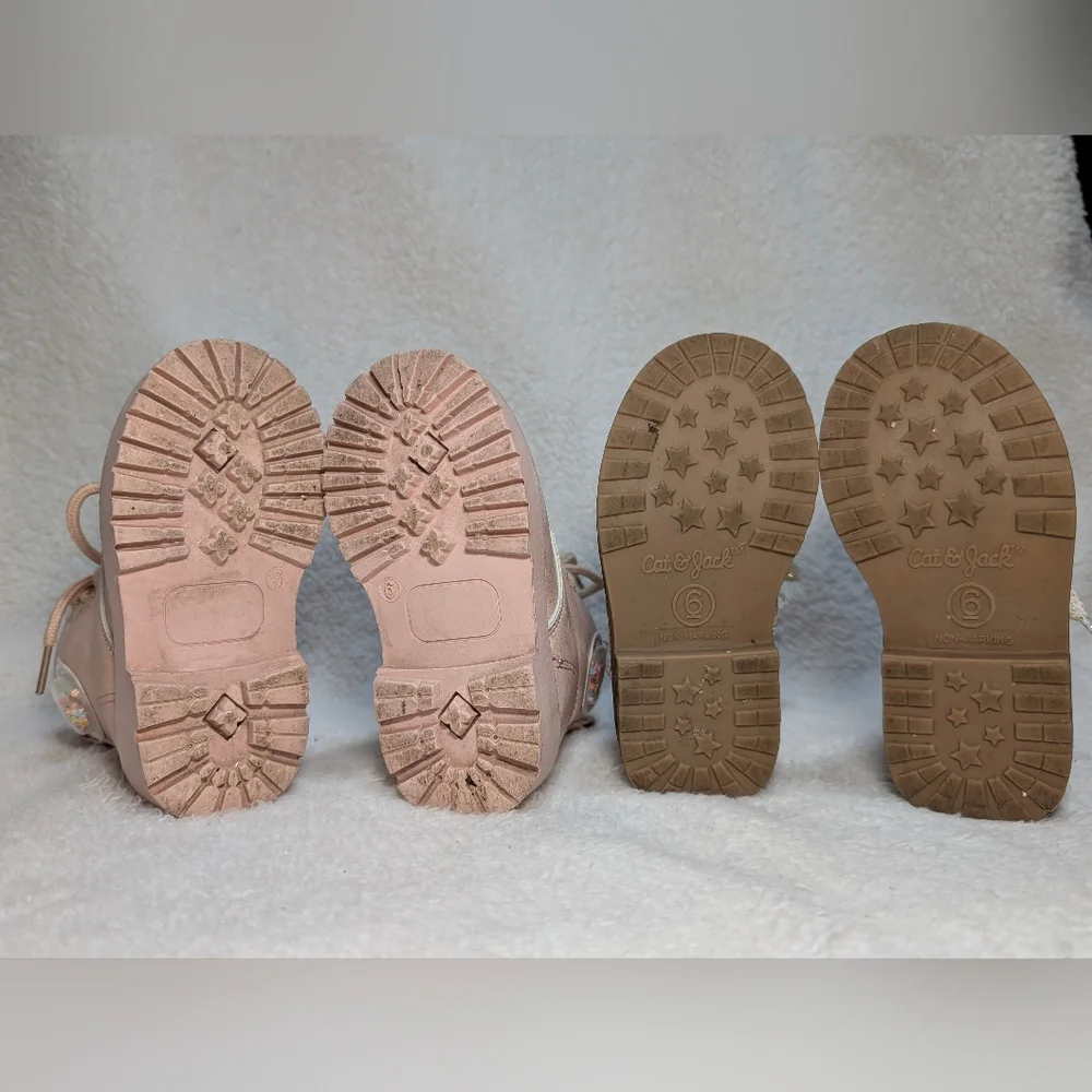 Toddler Girl Size 6 Boot Bundle MUDD | Cat & Jack Pink Floral Heart Zip Lace Up